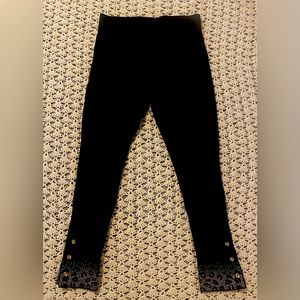 Christine Alexander black pants with studs & buttons around hem, size small